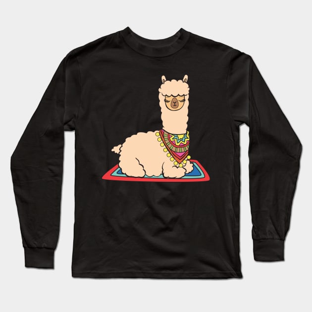 A alpaca sleeping on a carpet. Long Sleeve T-Shirt by theanimaldude